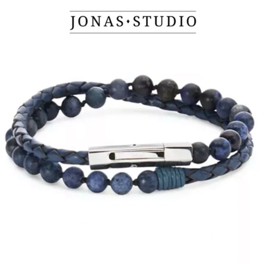Jonas Studio Dakota Blue Beaded & Leather Bracelet 198$